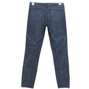 Madewell Jeans Women 29 Black Moto Coated Zip Ankles Skinny Actually 33x28 Sz 14